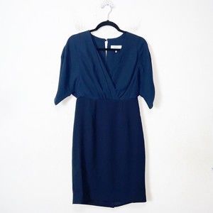 Reiss Blue Lyon Surplice Neckline Open Back Shift Dress